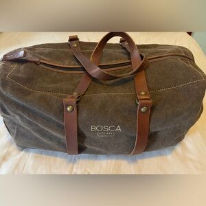 GREAT DEAL! 🧳 Bosca Tan and Brown Canvas & Leather Duffel Bag EUC - barely used!